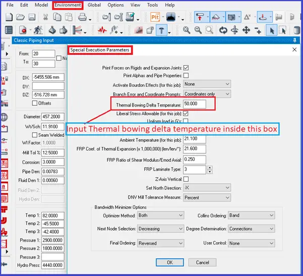 Thermal Bowing Delta Temperature in Caesar II